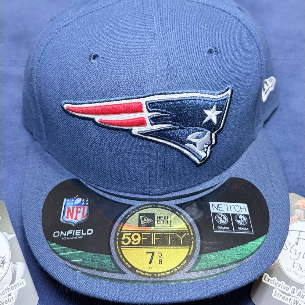 New Era On Field New England Patriots Fitted AFC Size 7 5/8 NFL NI TECH Authenti
